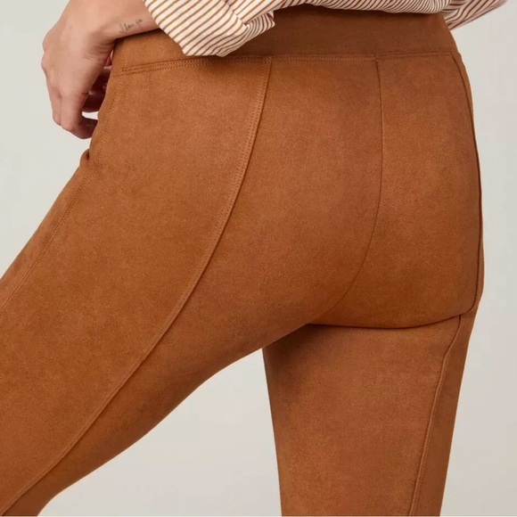 Spanx Faux Suede Leggings Women’s Plus Size 1X High Rise Rich Camel Color Shape - Picture 3 of 11